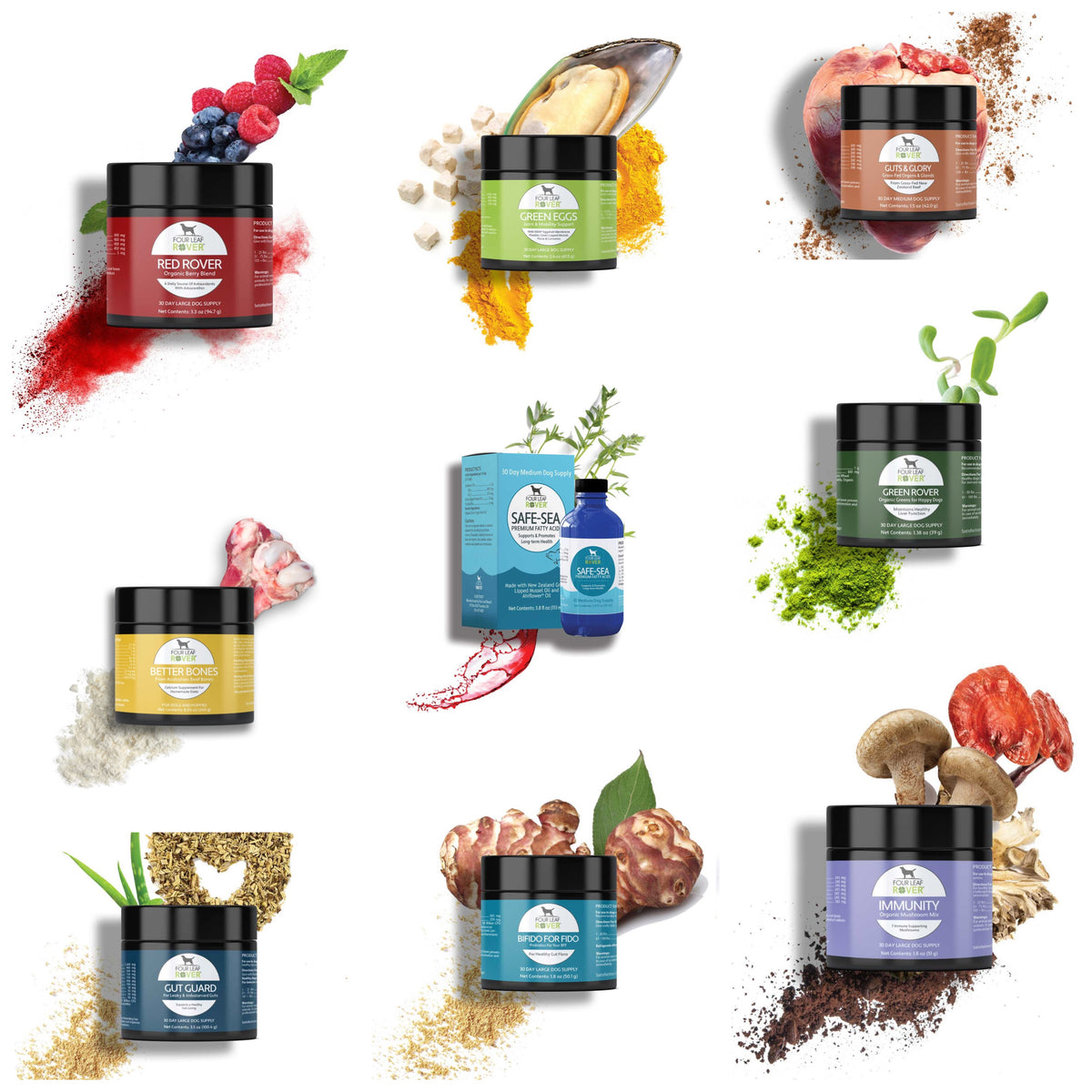 HUGBOX サプリメント　Four Leaf Rover 3種類1セット Four Leaf Rover - Super Premium Supplements for Dogs