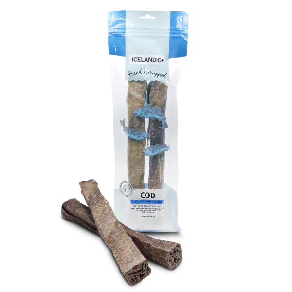 Icelandic+ Hand Wrapped Cod Skin Long Chew Sticks 10